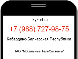 Информация о номере телефона +7 (988) 727-98-75: регион, оператор