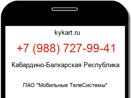 Информация о номере телефона +7 (988) 727-99-41: регион, оператор