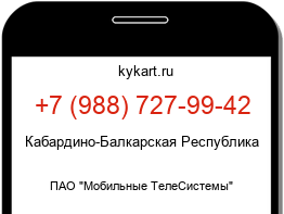 Информация о номере телефона +7 (988) 727-99-42: регион, оператор