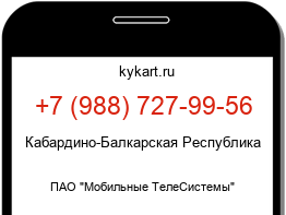 Информация о номере телефона +7 (988) 727-99-56: регион, оператор