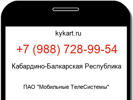 Информация о номере телефона +7 (988) 728-99-54: регион, оператор