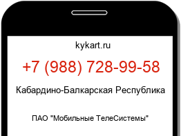 Информация о номере телефона +7 (988) 728-99-58: регион, оператор