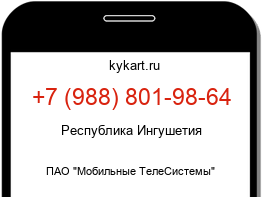 Информация о номере телефона +7 (988) 801-98-64: регион, оператор