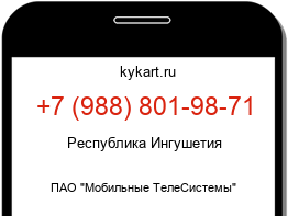Информация о номере телефона +7 (988) 801-98-71: регион, оператор