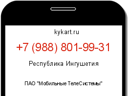 Информация о номере телефона +7 (988) 801-99-31: регион, оператор