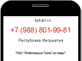 Информация о номере телефона +7 (988) 801-99-81: регион, оператор