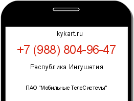Информация о номере телефона +7 (988) 804-96-47: регион, оператор