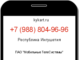 Информация о номере телефона +7 (988) 804-96-96: регион, оператор