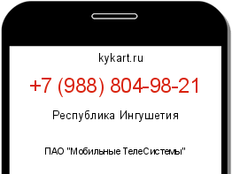 Информация о номере телефона +7 (988) 804-98-21: регион, оператор