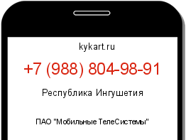 Информация о номере телефона +7 (988) 804-98-91: регион, оператор