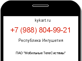 Информация о номере телефона +7 (988) 804-99-21: регион, оператор