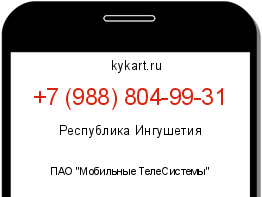 Информация о номере телефона +7 (988) 804-99-31: регион, оператор