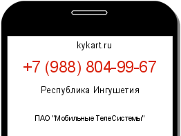 Информация о номере телефона +7 (988) 804-99-67: регион, оператор