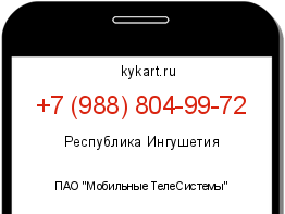 Информация о номере телефона +7 (988) 804-99-72: регион, оператор