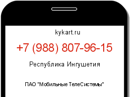 Информация о номере телефона +7 (988) 807-96-15: регион, оператор
