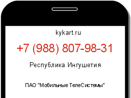 Информация о номере телефона +7 (988) 807-98-31: регион, оператор