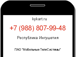 Информация о номере телефона +7 (988) 807-99-48: регион, оператор