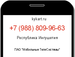 Информация о номере телефона +7 (988) 809-96-63: регион, оператор