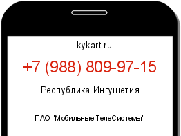 Информация о номере телефона +7 (988) 809-97-15: регион, оператор