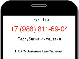 Информация о номере телефона +7 (988) 811-69-04: регион, оператор