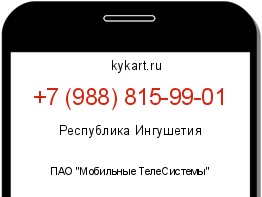 Информация о номере телефона +7 (988) 815-99-01: регион, оператор