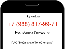 Информация о номере телефона +7 (988) 817-99-71: регион, оператор