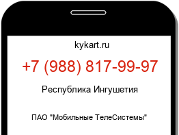 Информация о номере телефона +7 (988) 817-99-97: регион, оператор