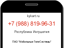 Информация о номере телефона +7 (988) 819-96-31: регион, оператор