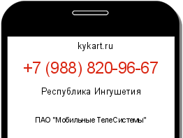 Информация о номере телефона +7 (988) 820-96-67: регион, оператор