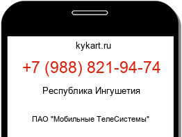 Информация о номере телефона +7 (988) 821-94-74: регион, оператор