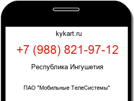 Информация о номере телефона +7 (988) 821-97-12: регион, оператор