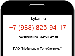 Информация о номере телефона +7 (988) 825-94-17: регион, оператор