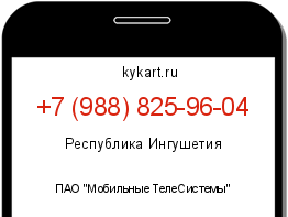 Информация о номере телефона +7 (988) 825-96-04: регион, оператор