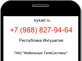 Информация о номере телефона +7 (988) 827-94-64: регион, оператор