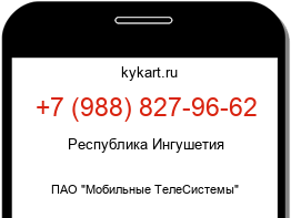 Информация о номере телефона +7 (988) 827-96-62: регион, оператор