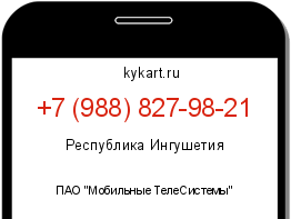 Информация о номере телефона +7 (988) 827-98-21: регион, оператор