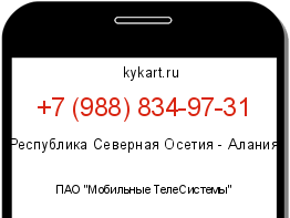 Информация о номере телефона +7 (988) 834-97-31: регион, оператор