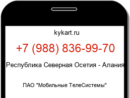 Информация о номере телефона +7 (988) 836-99-70: регион, оператор