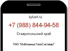 Информация о номере телефона +7 (988) 844-94-58: регион, оператор
