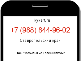 Информация о номере телефона +7 (988) 844-96-02: регион, оператор