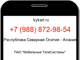 Информация о номере телефона +7 (988) 872-98-54: регион, оператор