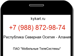 Информация о номере телефона +7 (988) 872-98-74: регион, оператор