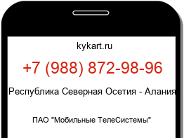 Информация о номере телефона +7 (988) 872-98-96: регион, оператор