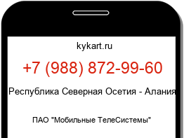 Информация о номере телефона +7 (988) 872-99-60: регион, оператор