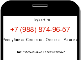 Информация о номере телефона +7 (988) 874-96-57: регион, оператор