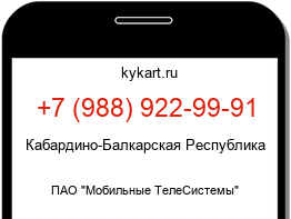 Информация о номере телефона +7 (988) 922-99-91: регион, оператор