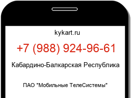 Информация о номере телефона +7 (988) 924-96-61: регион, оператор
