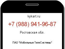 Информация о номере телефона +7 (988) 941-96-87: регион, оператор