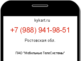 Информация о номере телефона +7 (988) 941-98-51: регион, оператор