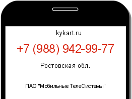 Информация о номере телефона +7 (988) 942-99-77: регион, оператор